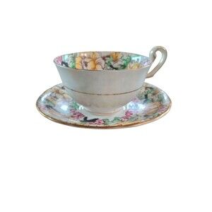 Victoria C&E Peony Tea Cup & Saucer Bone China England